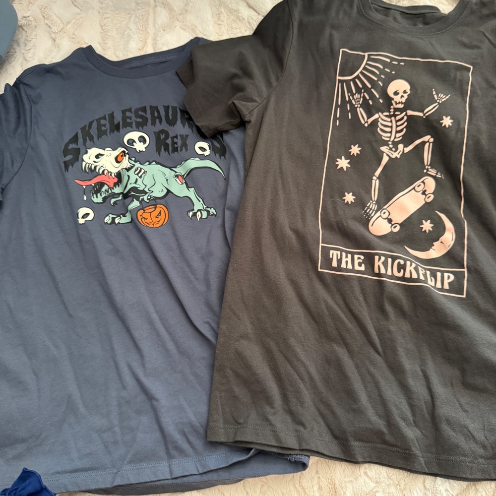 Wonder‎ Nation Boys Graphic Tees, Halloween Skeletons, Size XL 14-16 Huskey